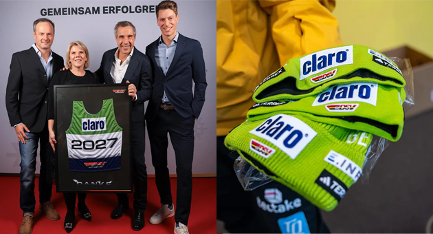Claro ist Partner der Deutschen Biathlon-Nationalmannschaft - v.l.: Felix Bitterling (DSV Sportdirektor Biathlon), Julia Wurm (Leitung Marketing bei Claro), Hannes Wege (Managing Director Sales & Marketing bei Claro) und Stefan Messmang (DSV Leitung Teamvermarktung & Sponsoringmanagement) - Quelle: Deutscher Skiverband (DSV)