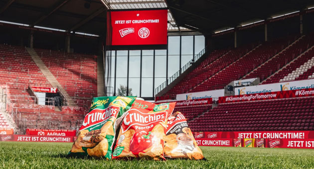 Crunchips markiert als neuer Premium-Partner von Mainz05 die "Crunchtime" ab der 75. Minute in der Mewa Arena � Quelle: Infront