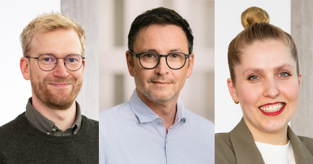 Glaubwürdig, emotional und differenzierend - Sebastian Westphal (l.) und Katharina Wildau (beide JOM Group) mit Sebastian Buggert (Rheingold Institut) - Quellen: Torben Frodermann; Joern Neumann