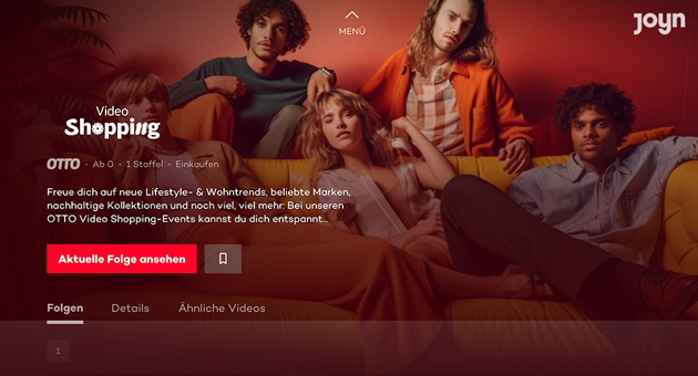 Streamingplattform Joyn startet Branded-On-Demand-Channel mit Otto - Joyn hat mit Otto einen Branded-On-Demand-Channel gestartet - Quelle: ProSiebenSat.1