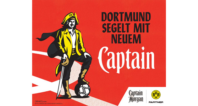 Captain Morgan wird Partner des BVB, Essilor setzt ebenfalls auf den Verein - Captain Morgan und Borussia Dortmund starten zur Saison 2026/27 eine mehrjährige Partnerschaft – Quelle: Captain Morgan