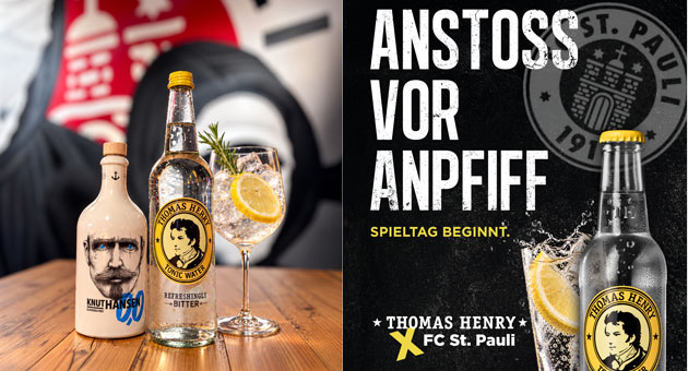 Thomas Henry wird Partner des FC St. Pauli - Die Premium-Mixer-Marke Thomas Henry ist ab der Saison 2026/27 offizieller Partner des FC St. Pauli und wird unter anderem im Millerntor-Stadion präsent sein – Quelle: Thomas Henry