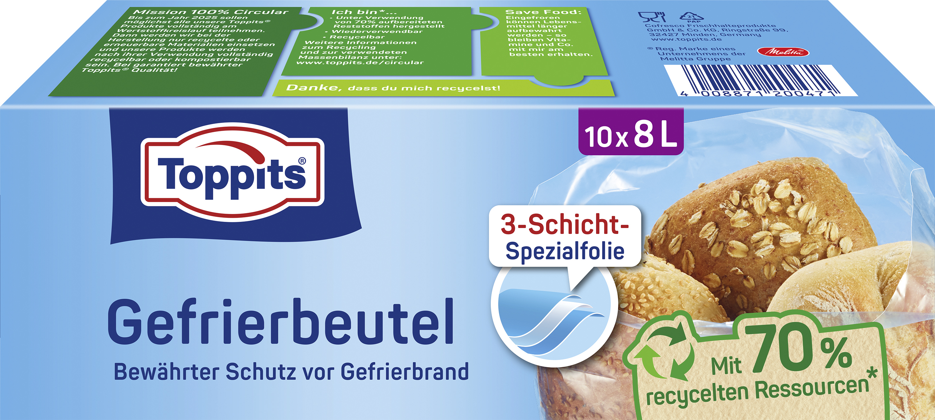 Toppits erhöht Recycle-Anteil in Frischhalteprodukten - Quelle: Toppits