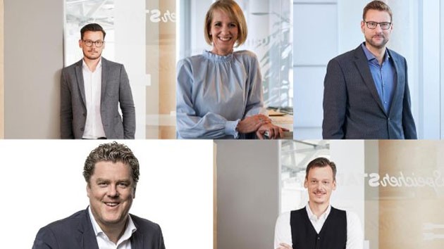 Fahren auf Sicht - Die befragten Media-Manager (im Uhrzeigersinn von links oben): Sebastian Schichtel (Crossmedia), Dr. Daniela Tollert (GroupM), Volker Neumann (JOM Group), Matthias Bade (Crossmedia) und Olivier Korte (Publicis Media) - Quelle: Agenturen